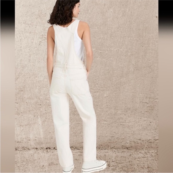 MOTHER Superior Overalls | Cream | Large | Wide Leg Denim - Picture 1 of 16